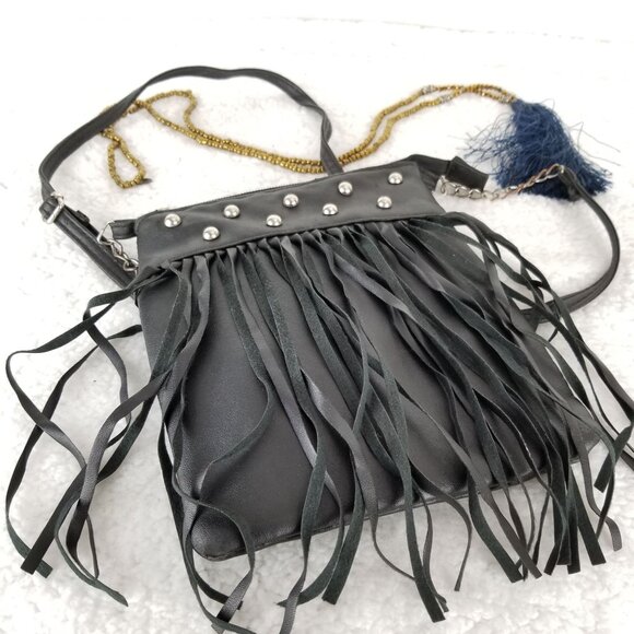 Boho Western Fringe Crossbody Bag‎ With Studs & Tassel Motorcycle Biker《314》P - Picture 4 of 7